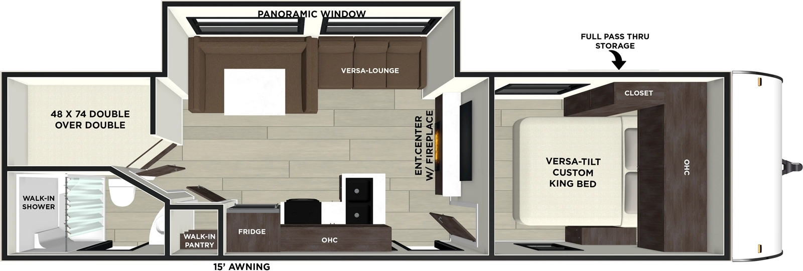 The Cruise Lite 263BHXL has two entries and one slide out. Exterior features include: metal exterior, 15' awning and outside kitchen. Interiors features include: bunk beds, u-dinette and front bedroom.